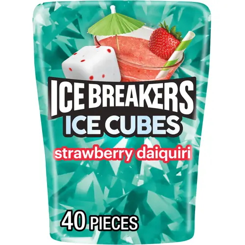 Ice Breakers Ice Cubes Strawberry Daiquiri Sugar Free Chewing Gum, Bottle 3.24 oz, 40 Pieces