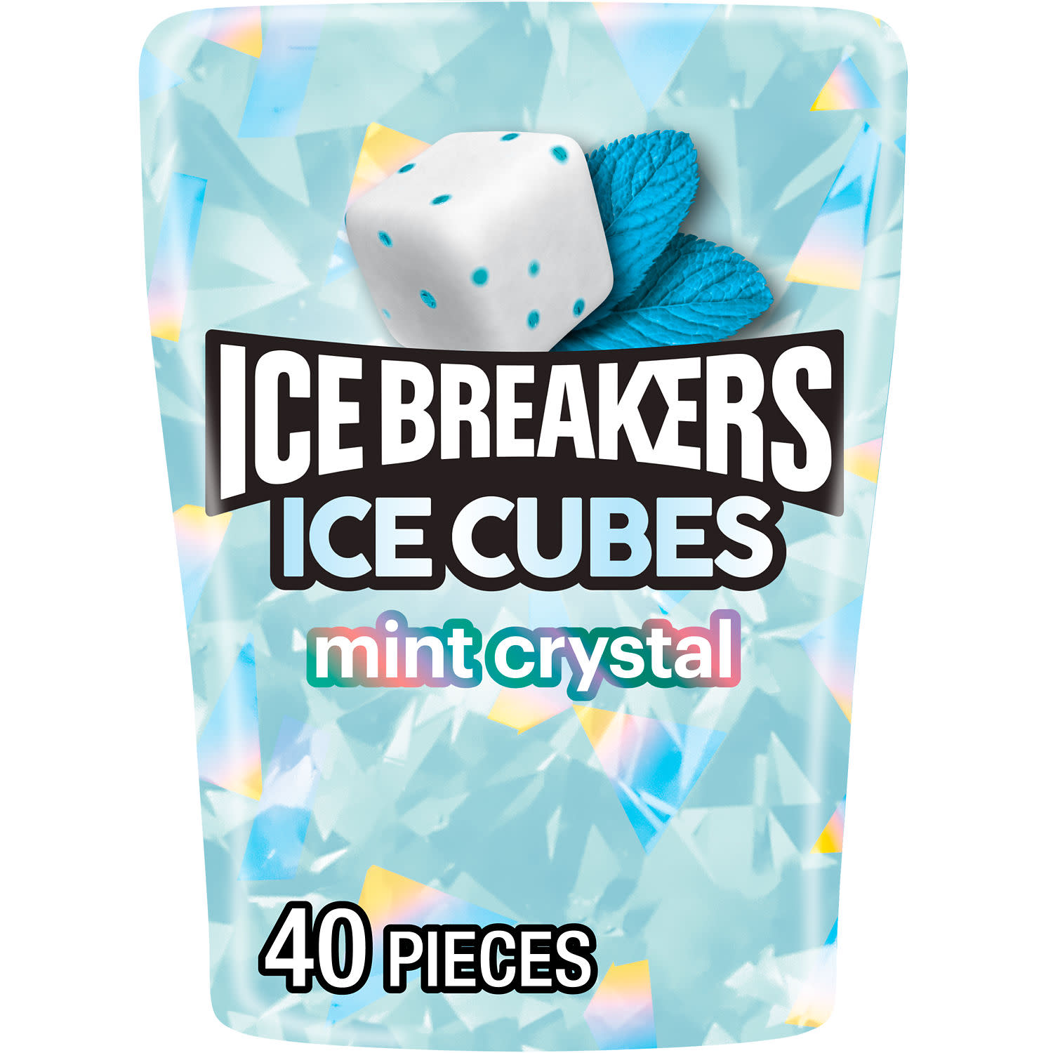 Ice Breakers Ice Cubes Mint Crystal Sugar Free Chewing Gum, Bottle 3.24 oz, 40 Pieces