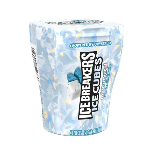 Ice Breakers Ice Cubes Mint Crystal Sugar Free Chewing Gum, Bottle 3.24 oz, 40 Pieces thumbnail 2