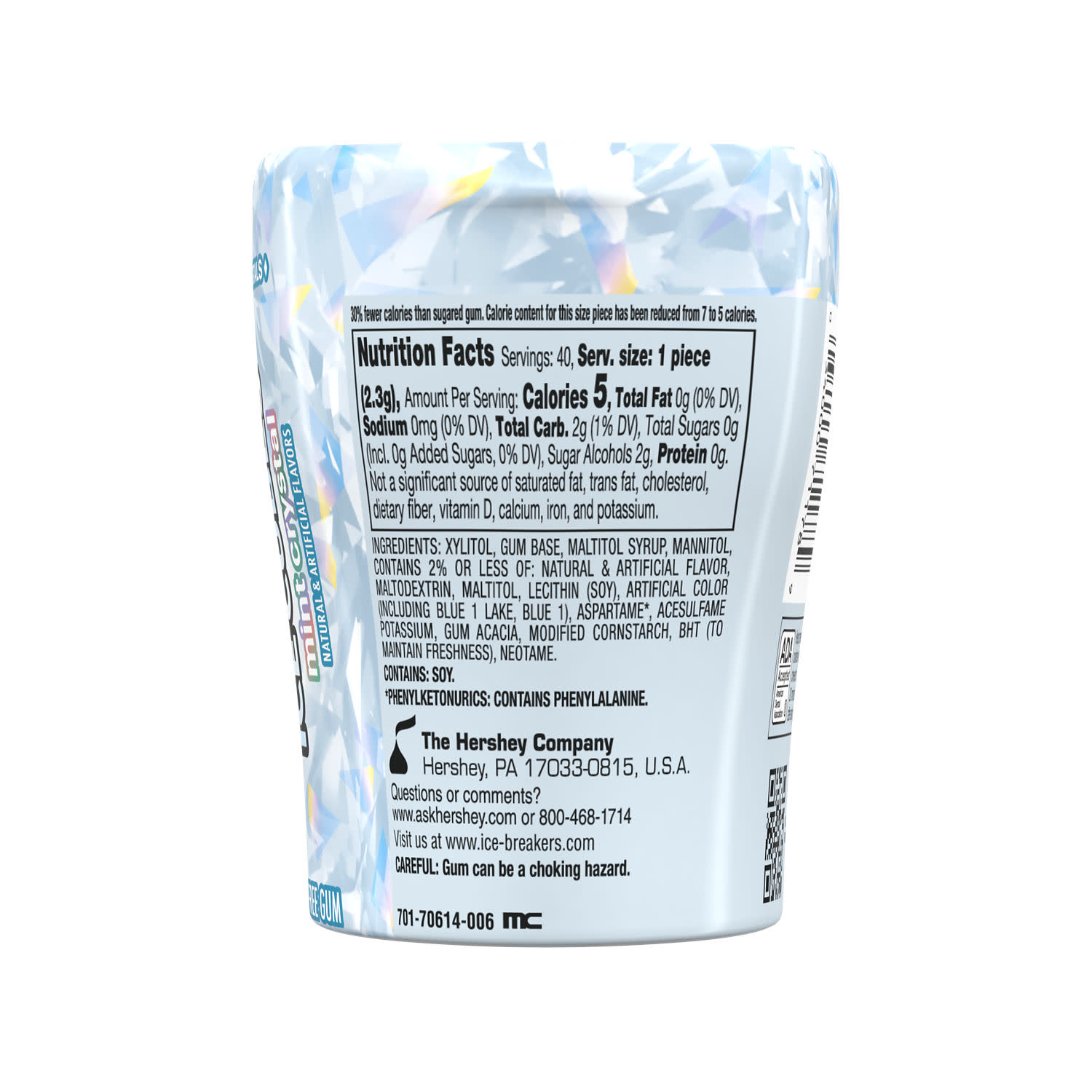 Ice Breakers Ice Cubes Mint Crystal Sugar Free Chewing Gum, Bottle 3.24 oz, 40 Pieces thumbnail 3