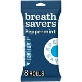 Breath Savers Peppermint Flavored Sugar Free Breath Mints, Rolls 0.75 oz, 8 Count