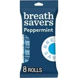 Breath Savers Peppermint Flavored Sugar Free Breath Mints, Rolls 0.75 oz, 8 Count