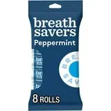 Breath Savers Peppermint Flavored Sugar Free Breath Mints, Rolls 0.75 oz, 8 Count