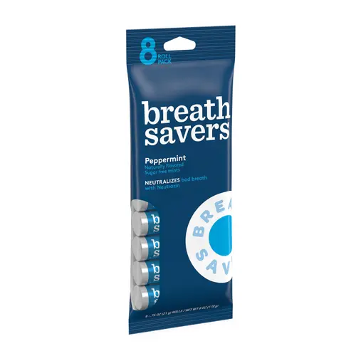 Breath Savers Peppermint Flavored Sugar Free Breath Mints, Rolls 0.75 oz, 8 Count thumbnail 2