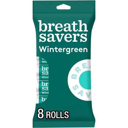 Breath Savers Wintergreen Flavored Sugar Free Breath Mints, Rolls 0.75 oz, 8 Count