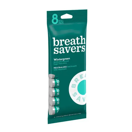 Breath Savers Wintergreen Flavored Sugar Free Breath Mints, Rolls 0.75 oz, 8 Count thumbnail 2