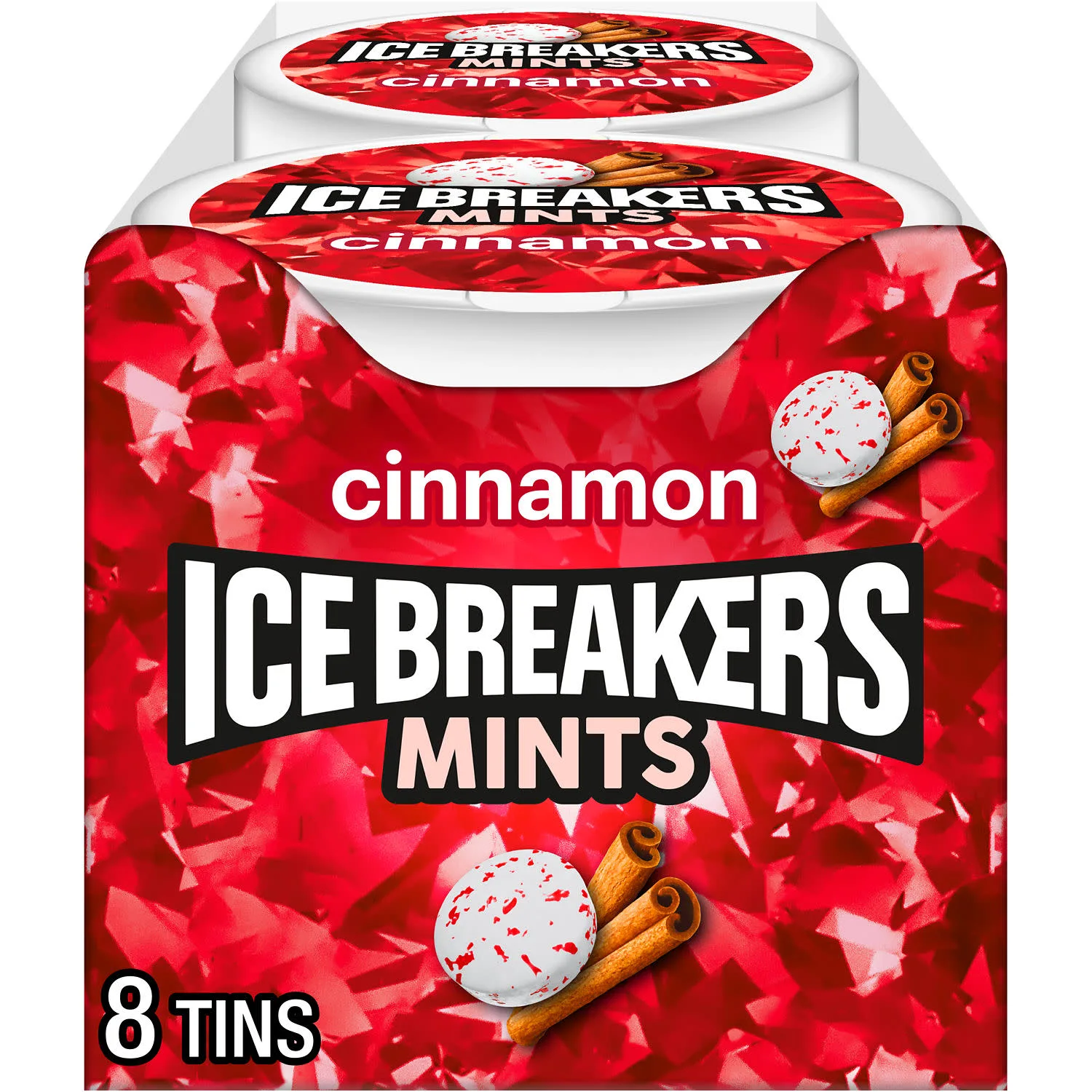 Ice Breakers Cinnamon Sugar Free Mints, Tins 1.5 oz, 8 Count