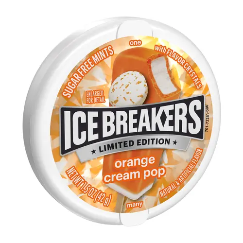 ICE BREAKERS Orange Cream Pop Sugar Free Mints Tin, 1.5 oz