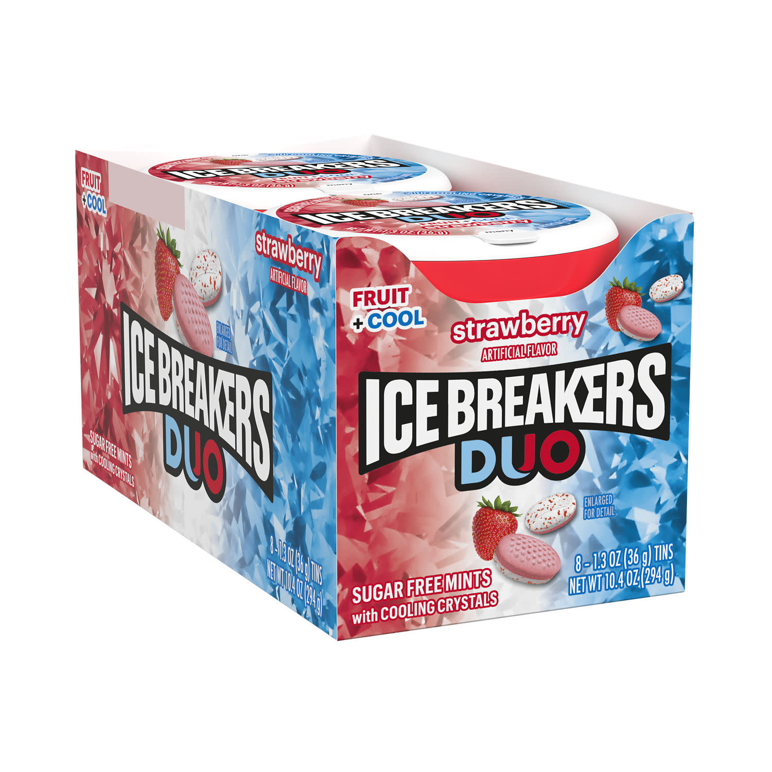 Ice Breakers Duo Fruit Plus Cool Strawberry Sugar Free Mints, Tins 1.3 oz, 8 Count thumbnail 2