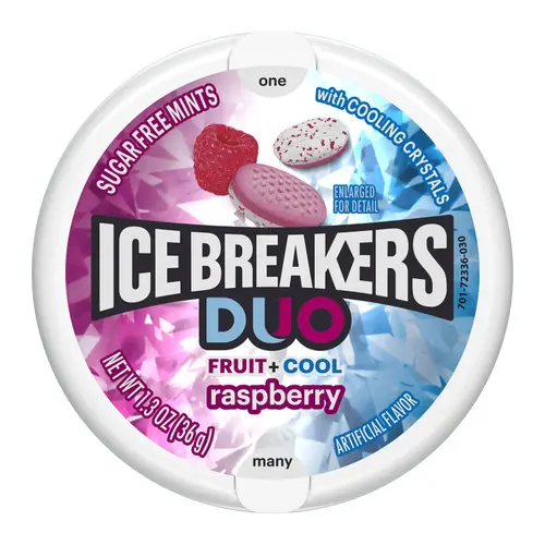 Ice Breakers Duo Fruit Plus Cool Raspberry Sugar Free Mints, Tins 1.3 oz, 8 Count thumbnail 4