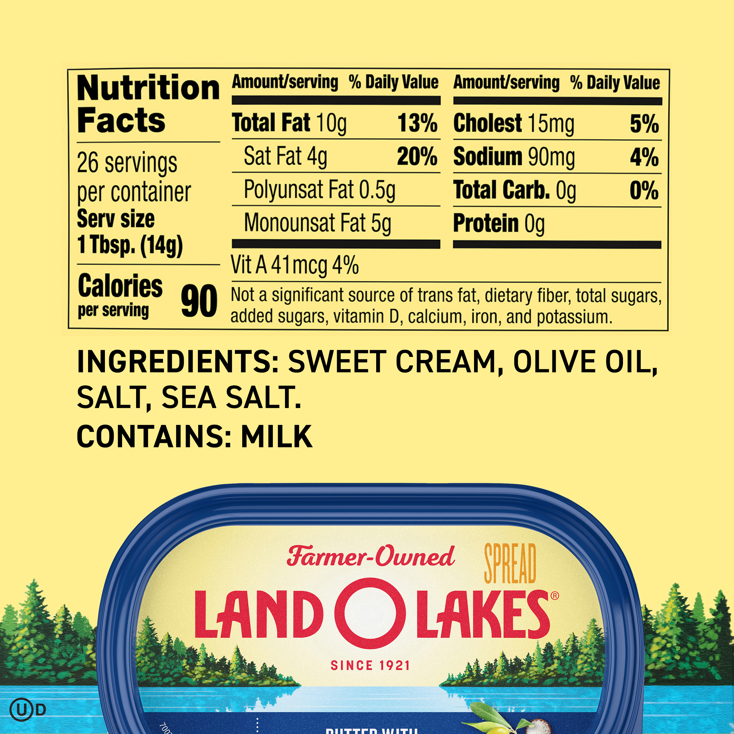 Land O Lakes Butter with Olive Oil and Sea Salt, 13 oz Tub thumbnail 4