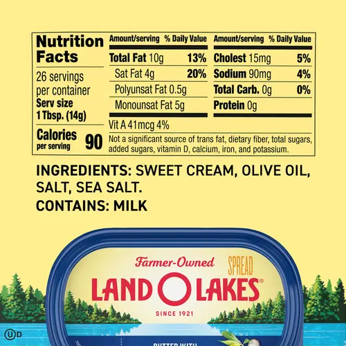 Land O Lakes Butter with Olive Oil and Sea Salt, 13 oz Tub thumbnail 4