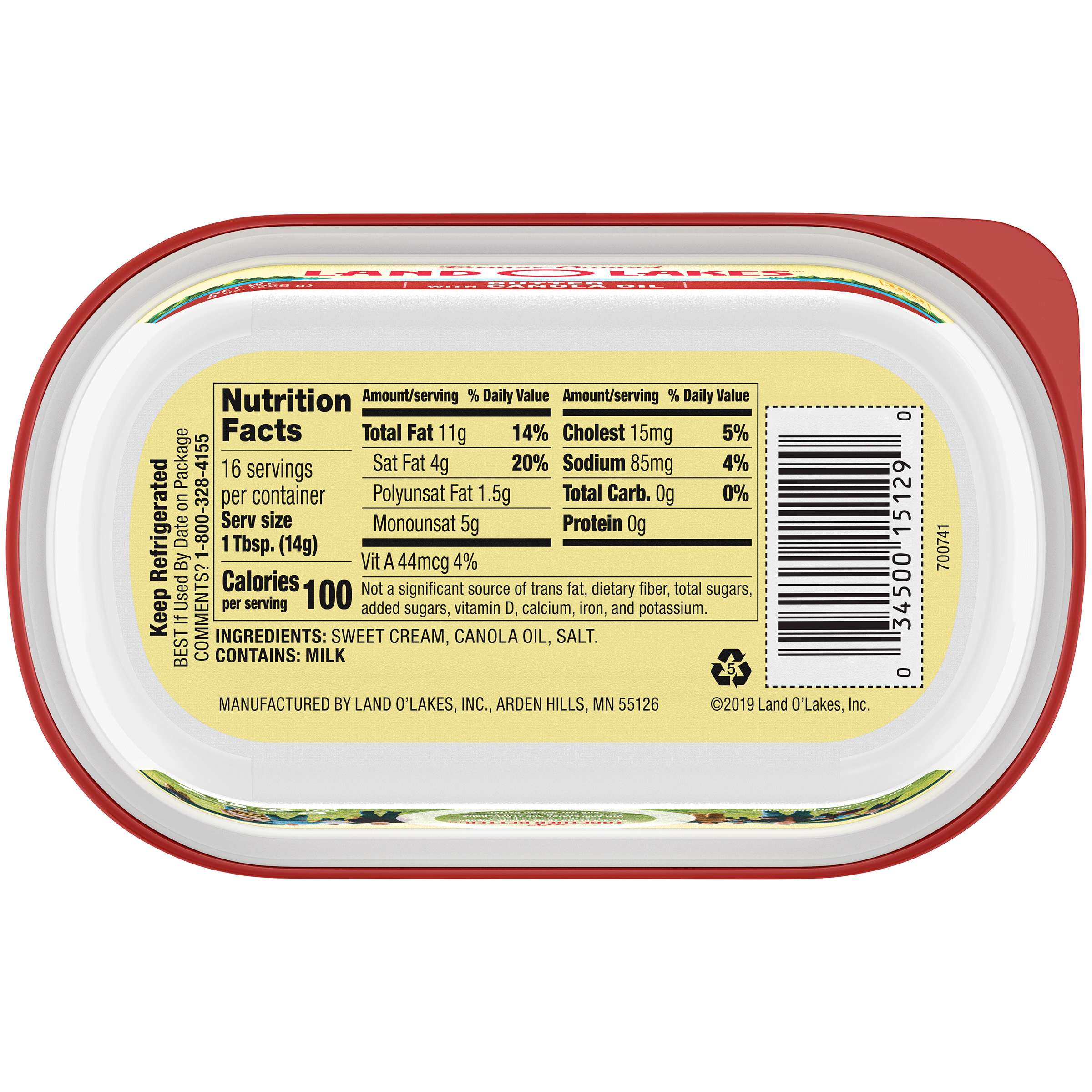 Land O Lakes Butter with Canola Oil, 8 oz Tub thumbnail 3