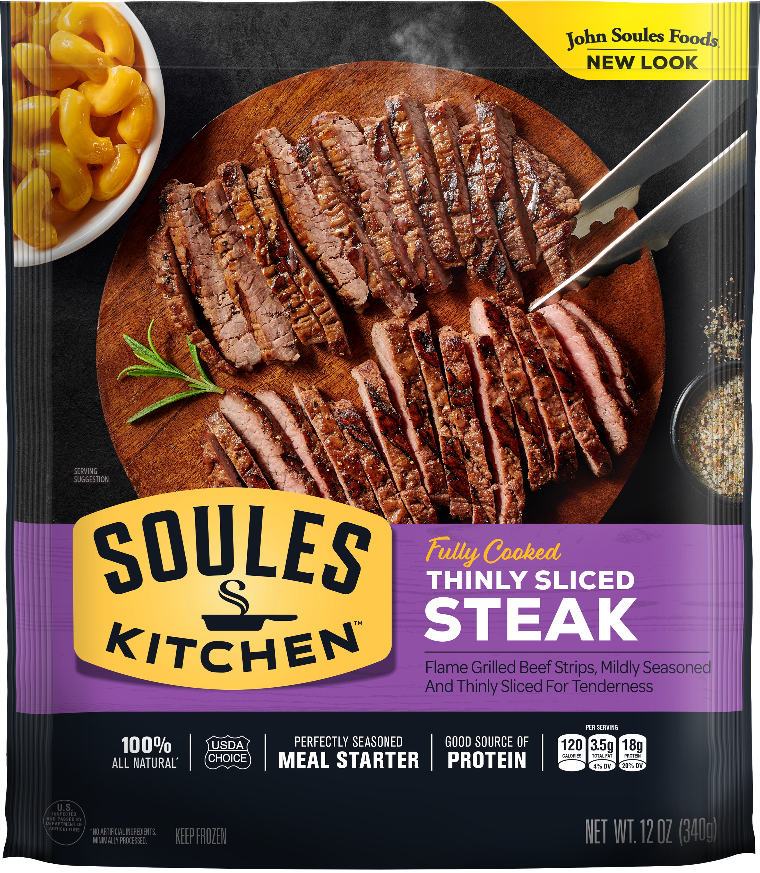 Soules Kitchen, Gluten-Free, No Hormones, Artfully Seasoned, Thinly Sliced Frozen Beef Strips, 12oz