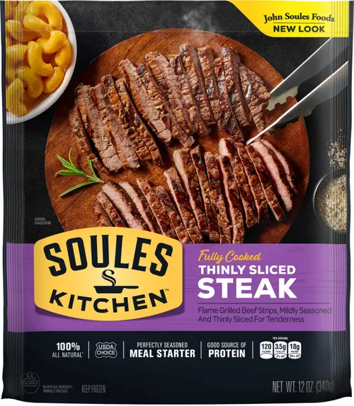 Soules Kitchen, Gluten-Free, No Hormones, Artfully Seasoned, Thinly Sliced Frozen Beef Strips, 12oz
