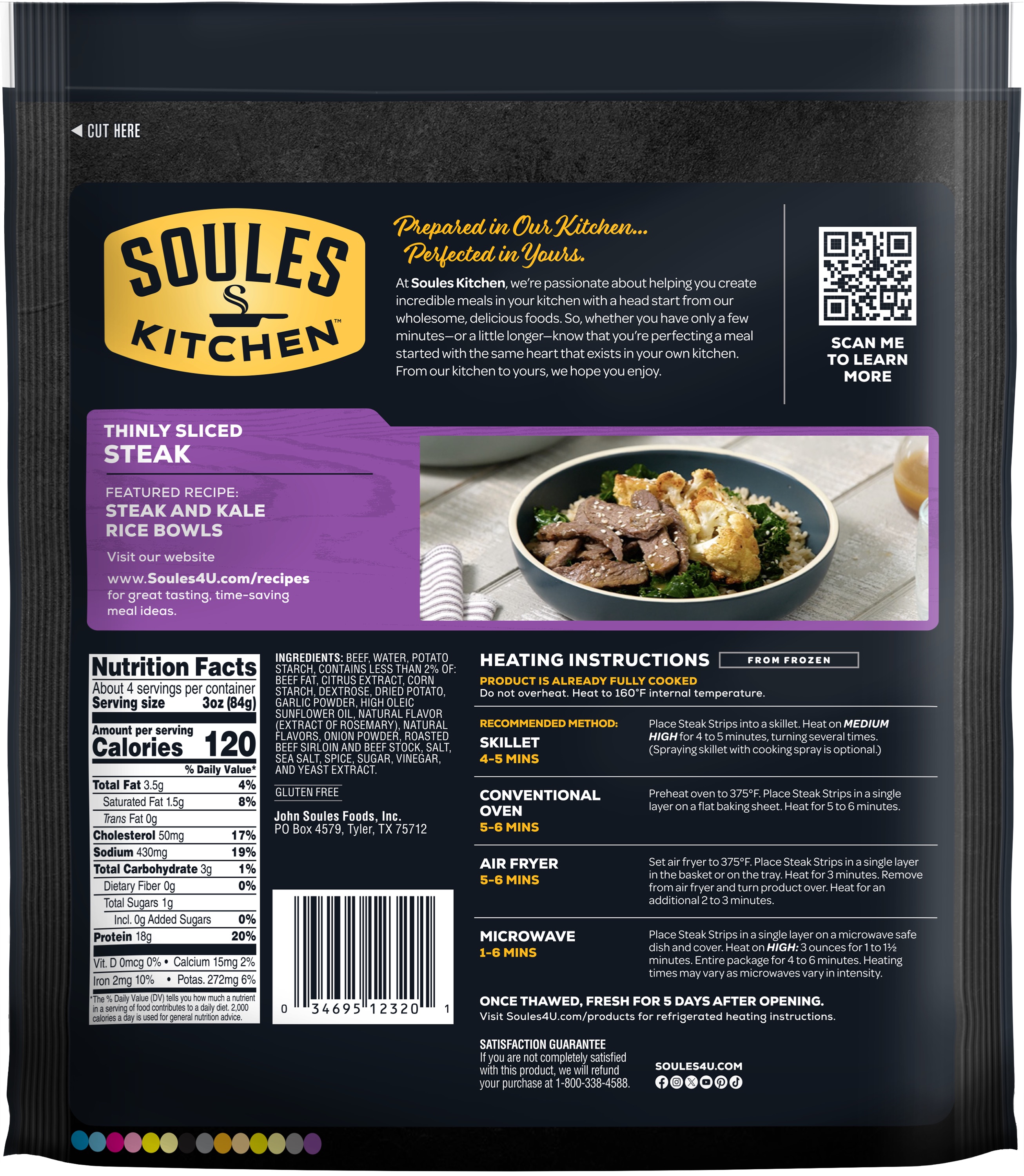 Soules Kitchen, Gluten-Free, No Hormones, Artfully Seasoned, Thinly Sliced Frozen Beef Strips, 12oz thumbnail 3