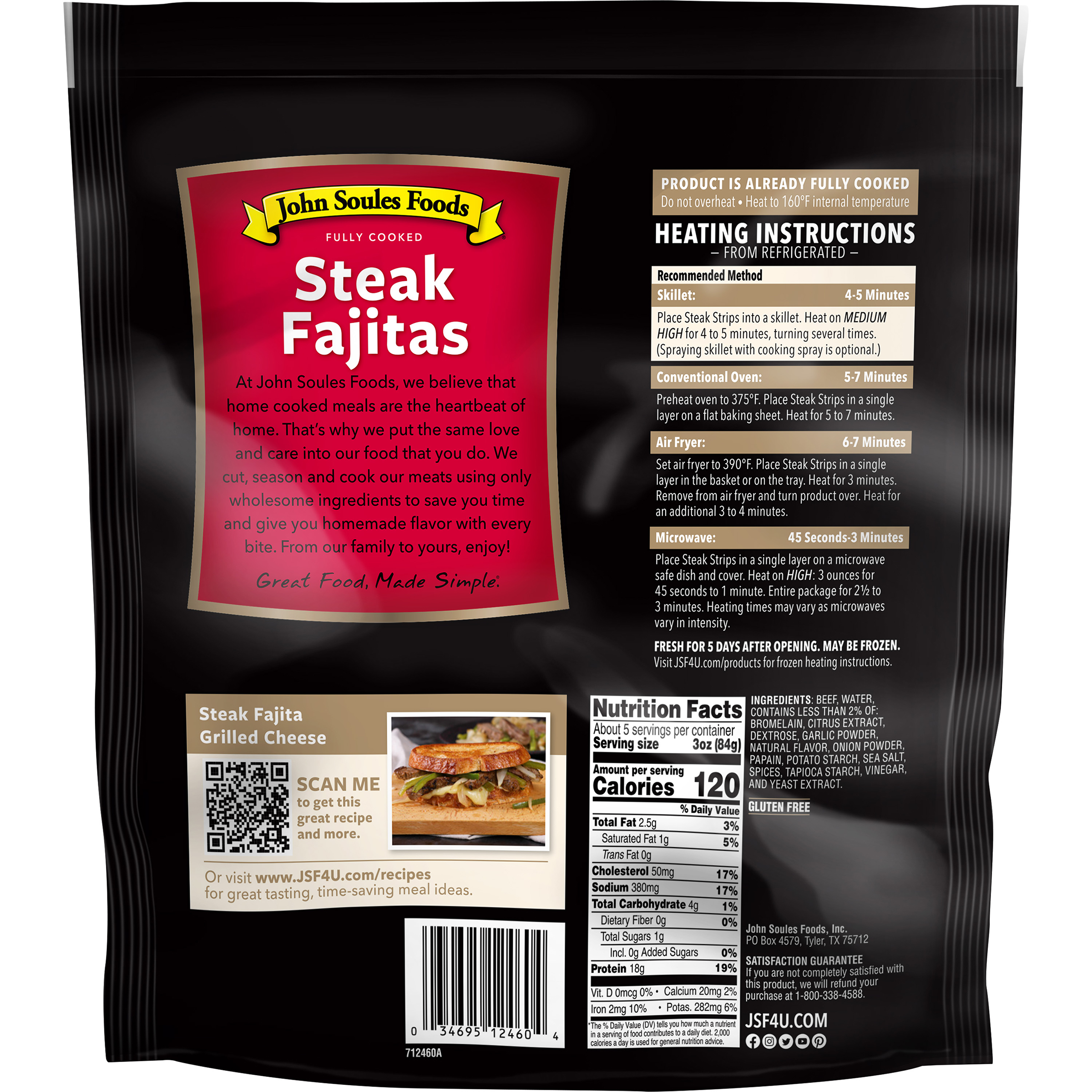 John Soules Foods, Fully Cooked, Steak Fajitas, Fire Grilled Beef Strips, Family Size, 14 oz thumbnail 3