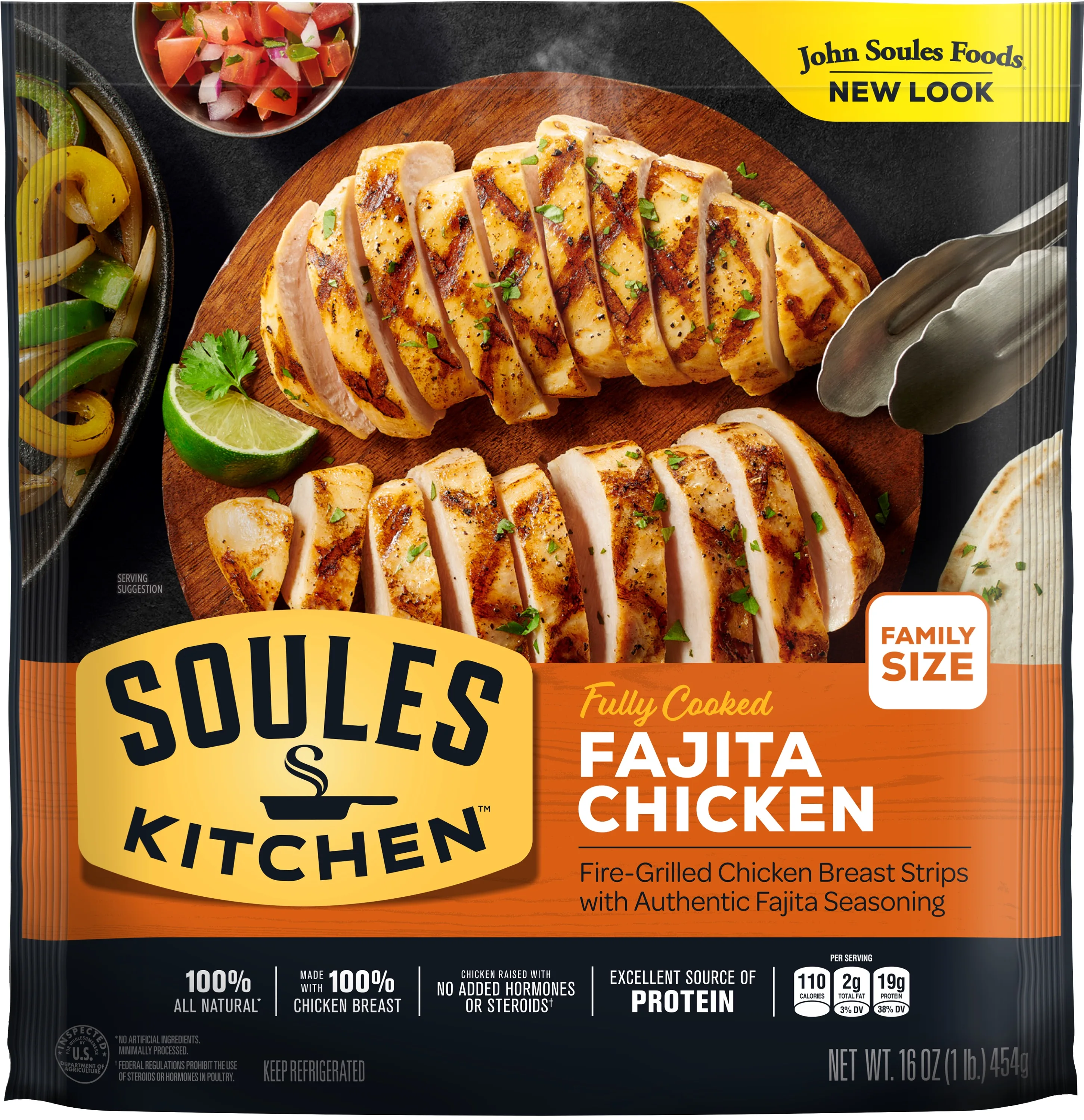 Soules Kitchen Fajita Chicken, Refrigerated, 16oz, 18g Protein per 3oz Serving Size