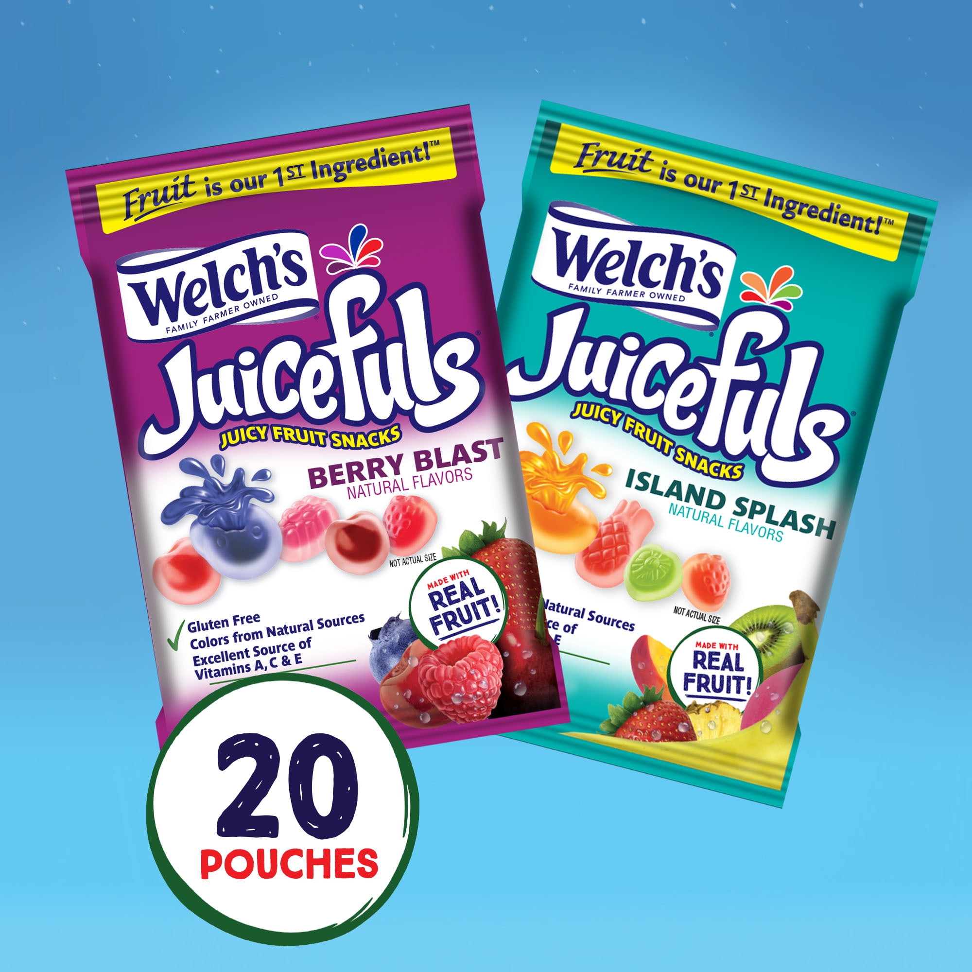 Welch's, Juicefuls Fruit Snacks, Berry Blast and Island Splash, 1 oz, 20 Count thumbnail 2