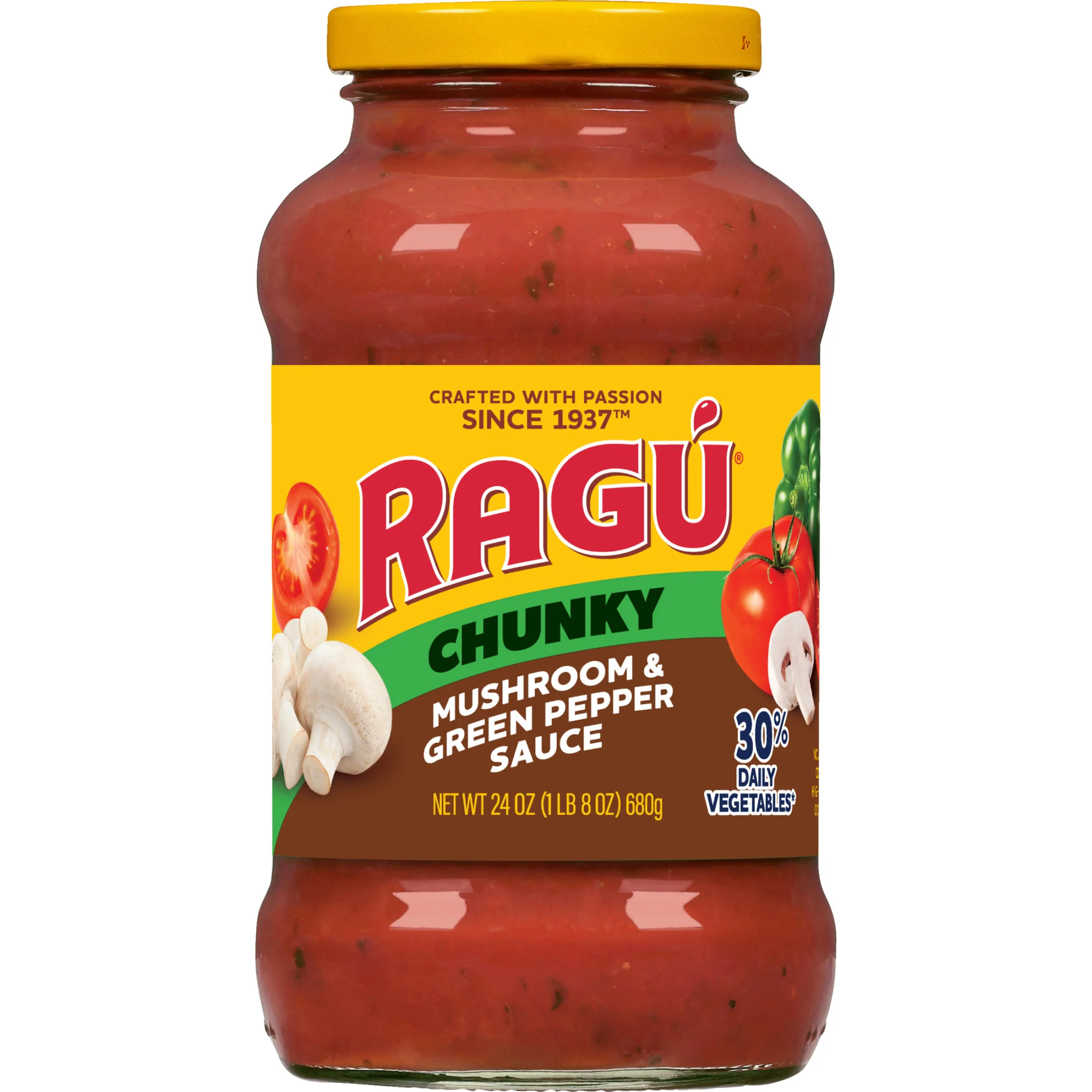 Ragu Chunky Mushroom and Green Pepper Pasta Sauce with Diced Tomatoes, 24 oz