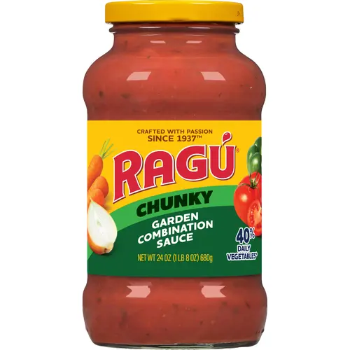 Ragu Chunky Garden Pasta Sauce with Tomatoes, Onions, Celery, Carrots, Zucchini, Green Bell Peppers, 24 oz
