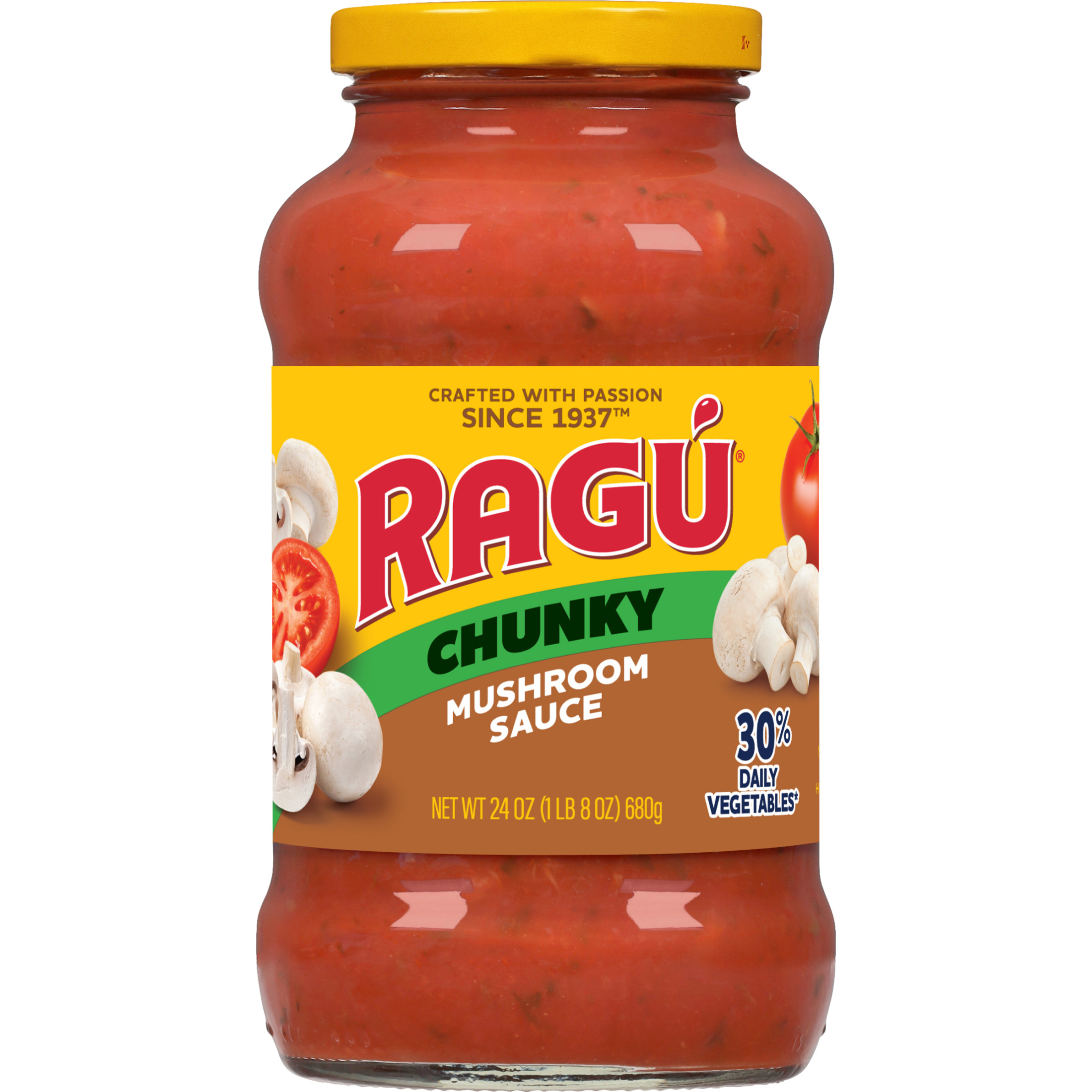Ragu Super Chunky Mushroom Pasta Sauce, Diced Tomatoes, 24 oz, 5 Servings per Container