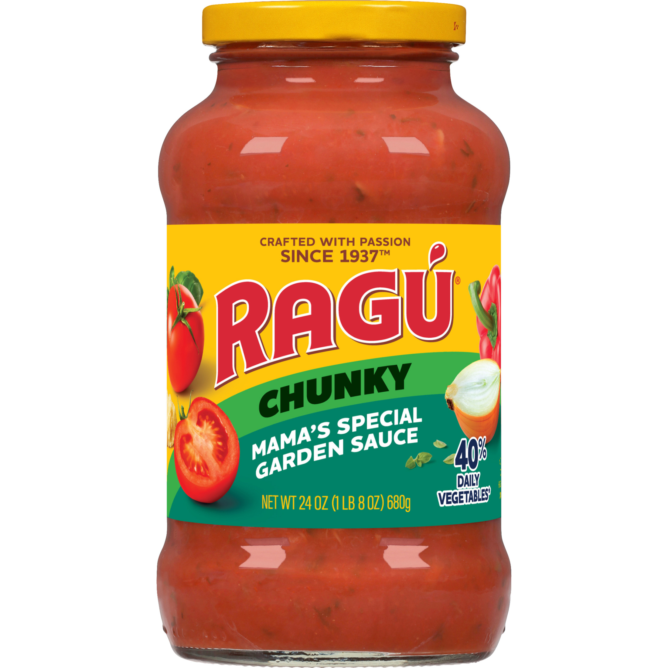 Ragu Chunky Mama's Garden Pasta Sauce Diced Tomatoes, Onions, Red Bell Peppers, Garlic and Cheese, 24 oz thumbnail 2