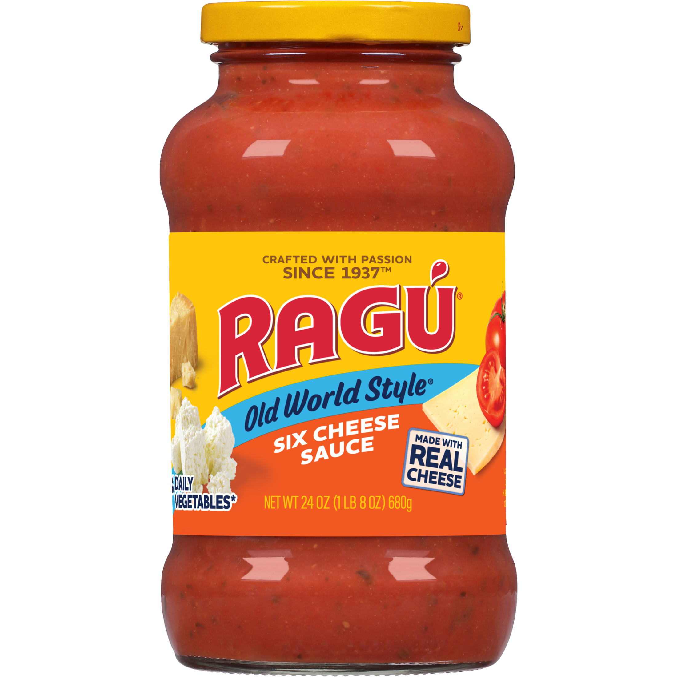 Ragu Old World Style Six Cheese Pasta Sauce with Diced Tomatoes, Onions, Basil, and Garlic, 24 oz
