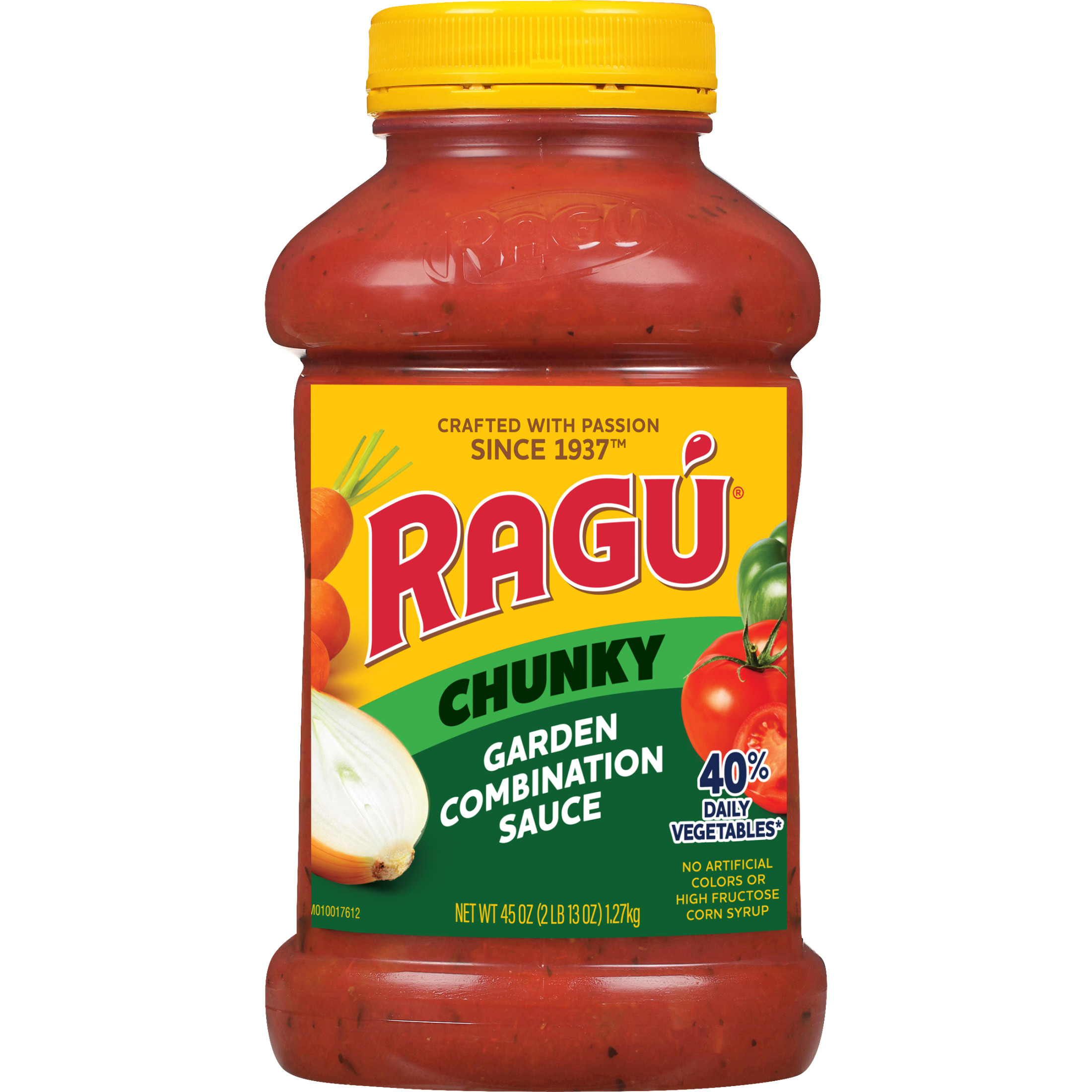 Ragu Chunky Garden Pasta Sauce with Tomatoes, Onions, Celery, Carrots, Zucchini, Green Bell Peppers, 45 oz