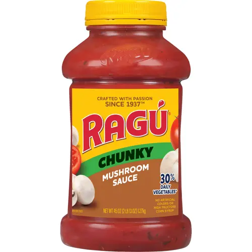 Ragu Super Chunky Mushroom Pasta Sauce, Diced Tomatoes, 45 oz, 10 Servings per Container thumbnail 2