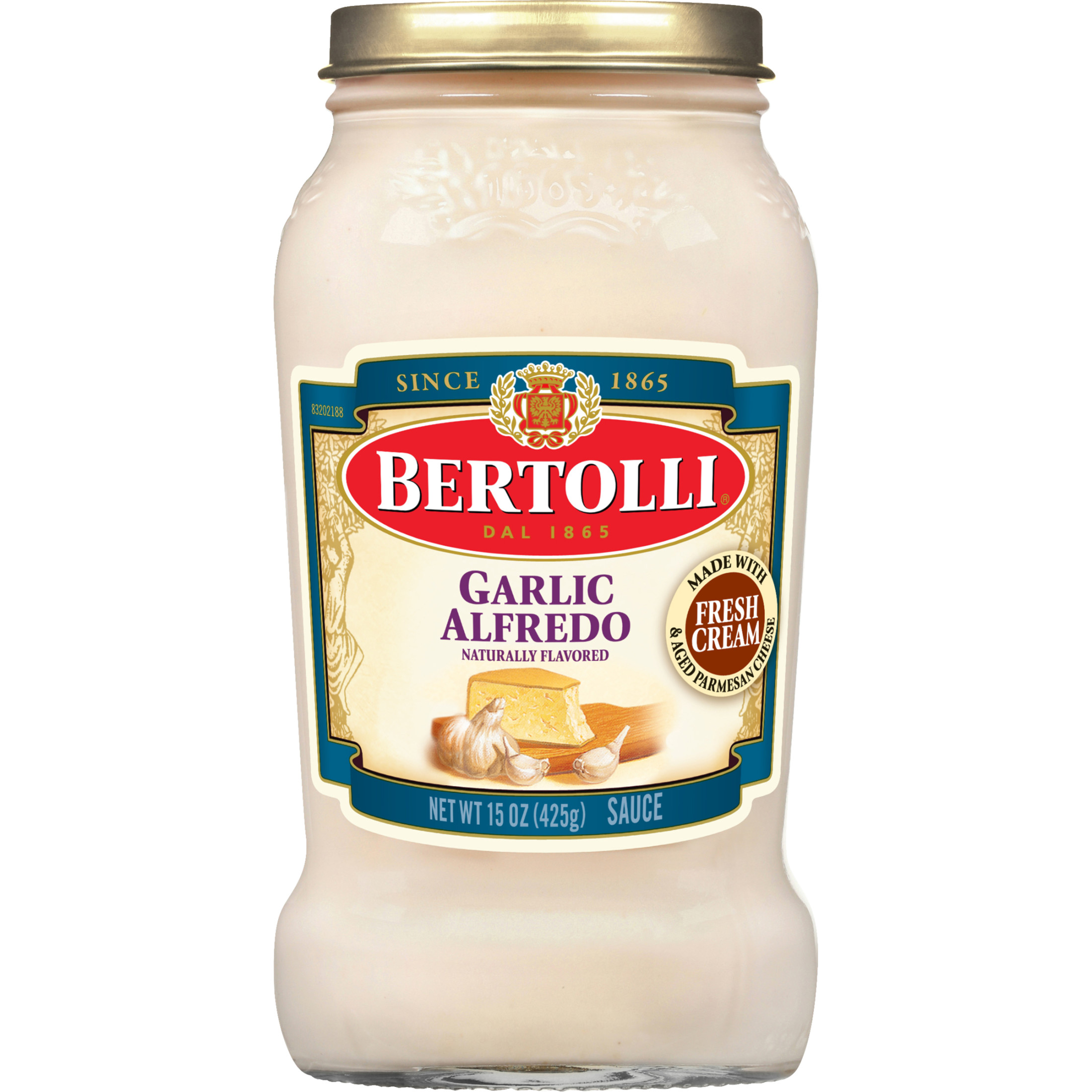 Bertolli Alfredo Sauce with Garlic and Parmesan Cheese, Spaghetti Pasta Sauce, 15 oz