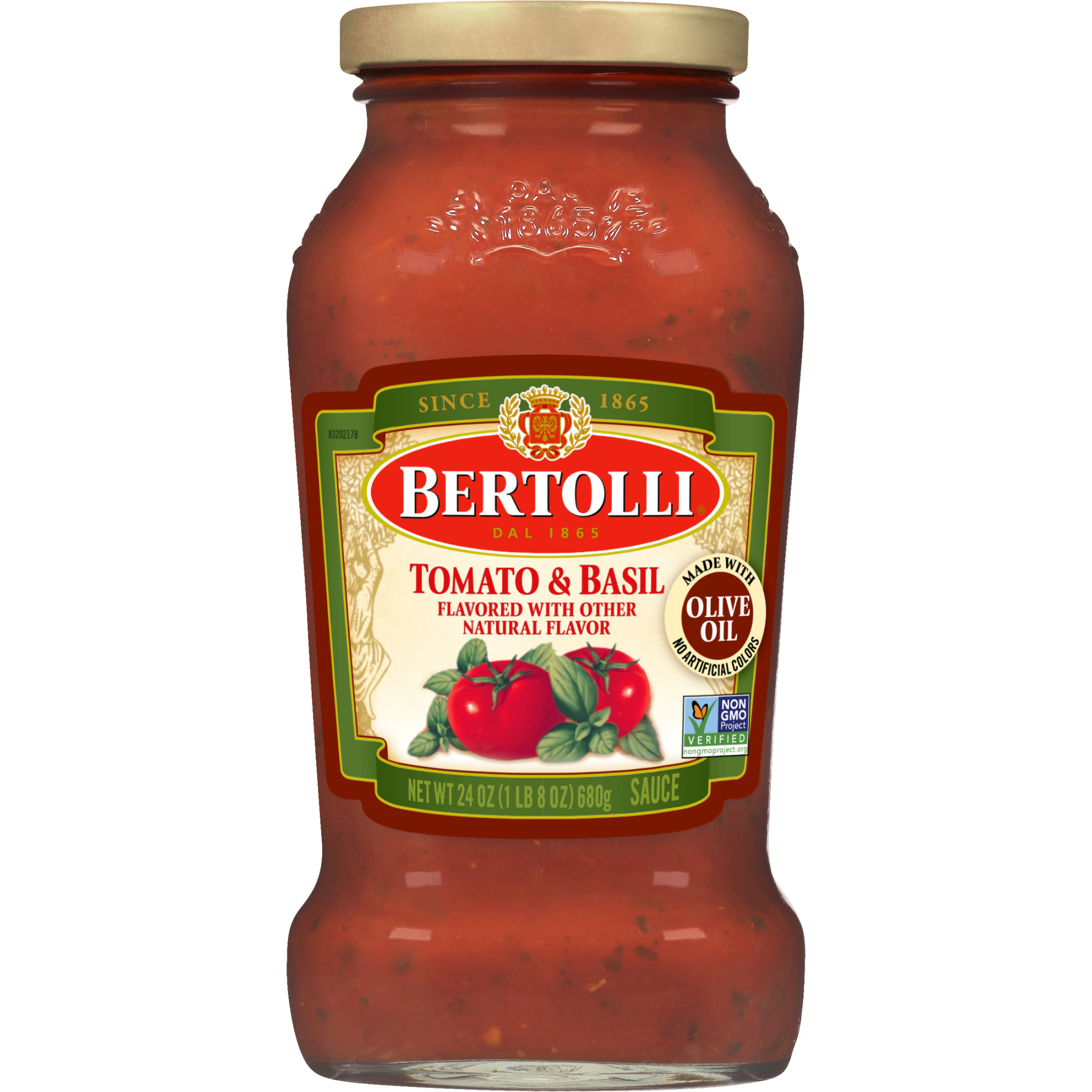 Bertolli Pasta Sauce with Tomato and Basil, Spaghetti Tomato Sauce, 24 oz