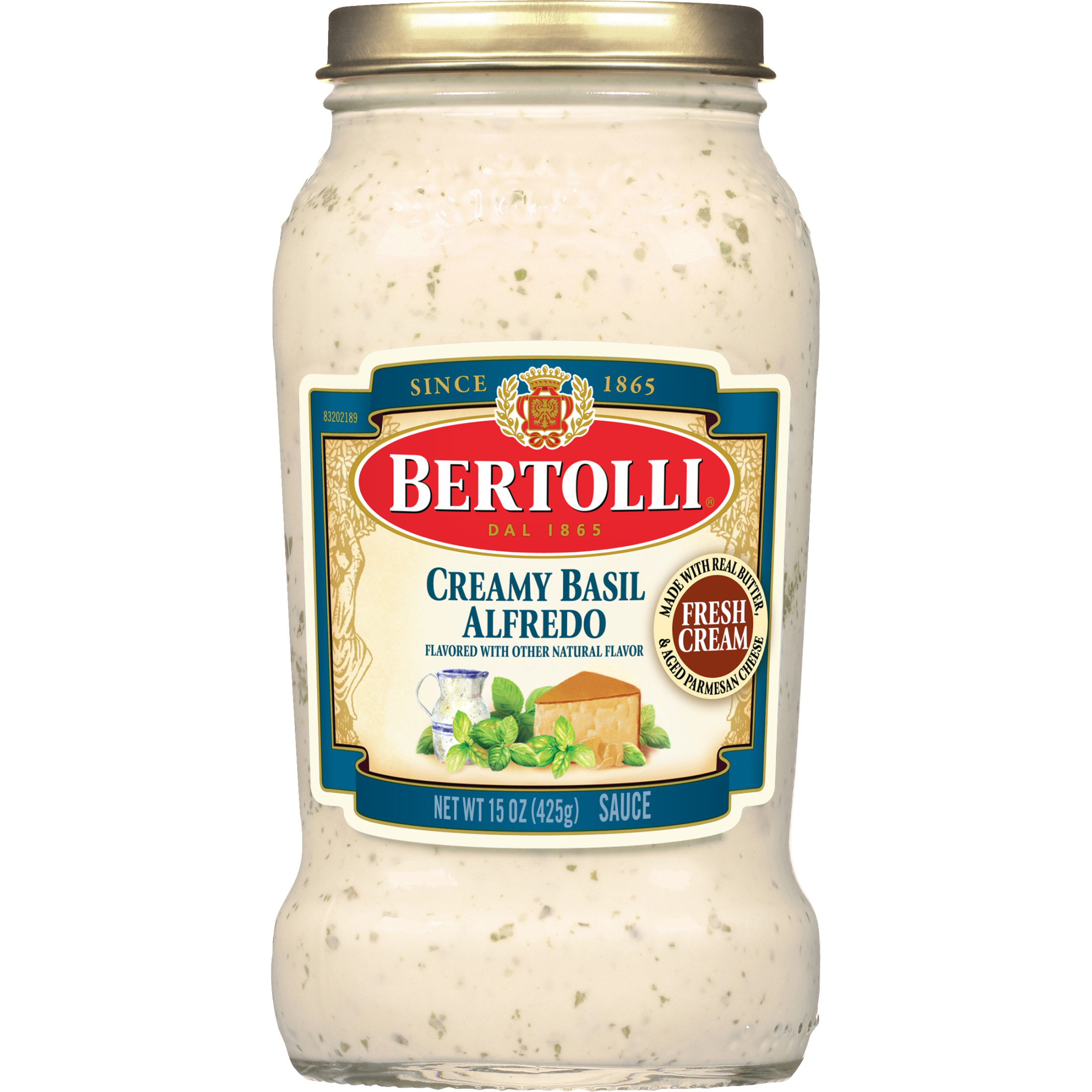 Bertolli Alfredo Sauce with Basil, Spaghetti Pasta Sauce, 15 oz thumbnail 2