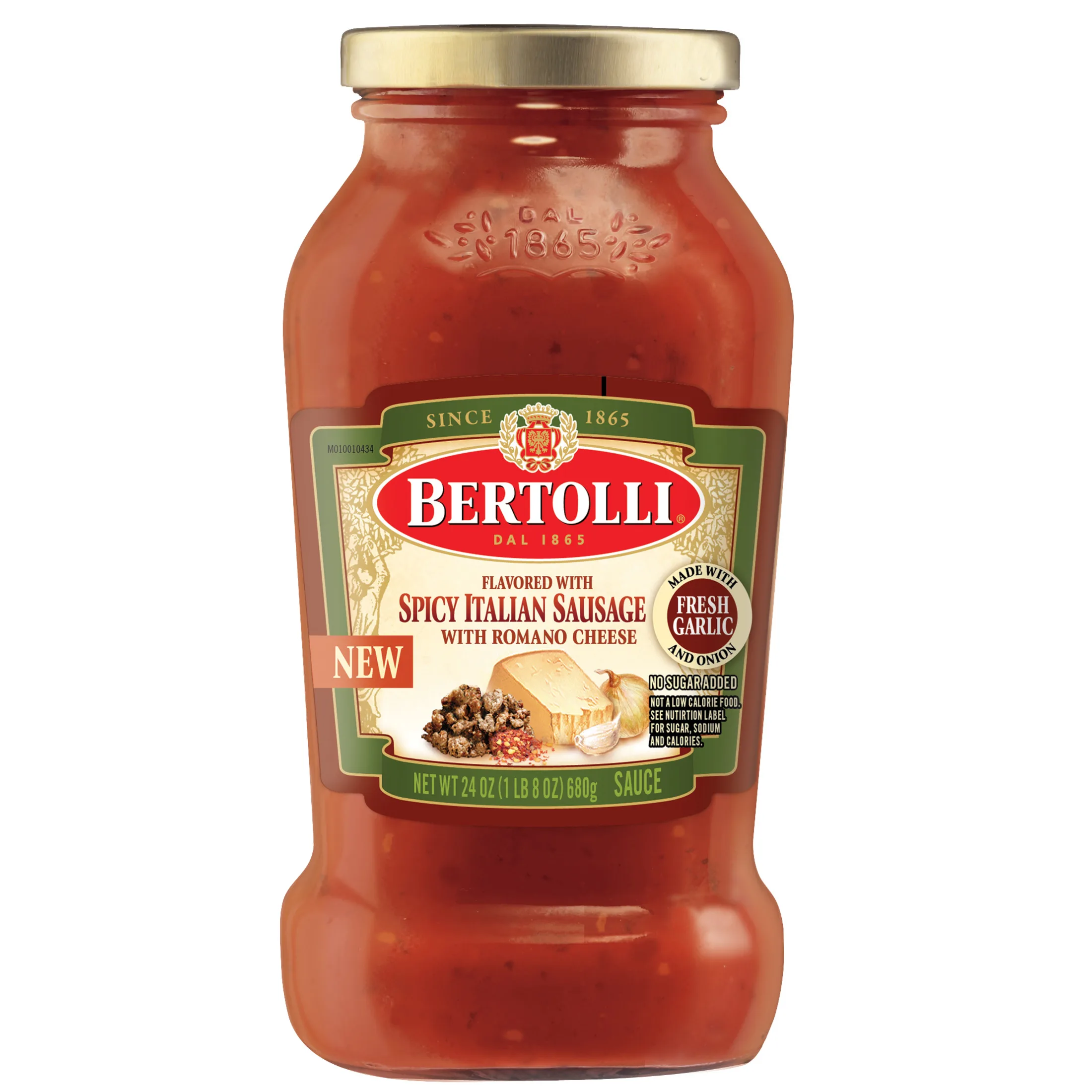 Bertolli Pasta Sauce with Spicy Italian Sausage and Romano Cheese, Spaghetti Tomato Sauce, 24 oz
