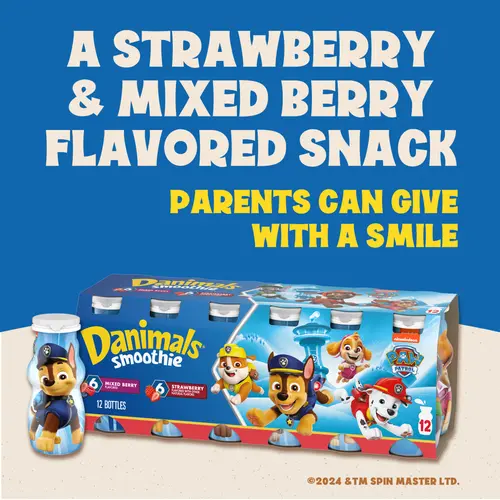 Danimals Smoothie Strawberry Explosion and Mixed Berry Dairy Drink, 3.1 OZ, 12 Ct thumbnail 3