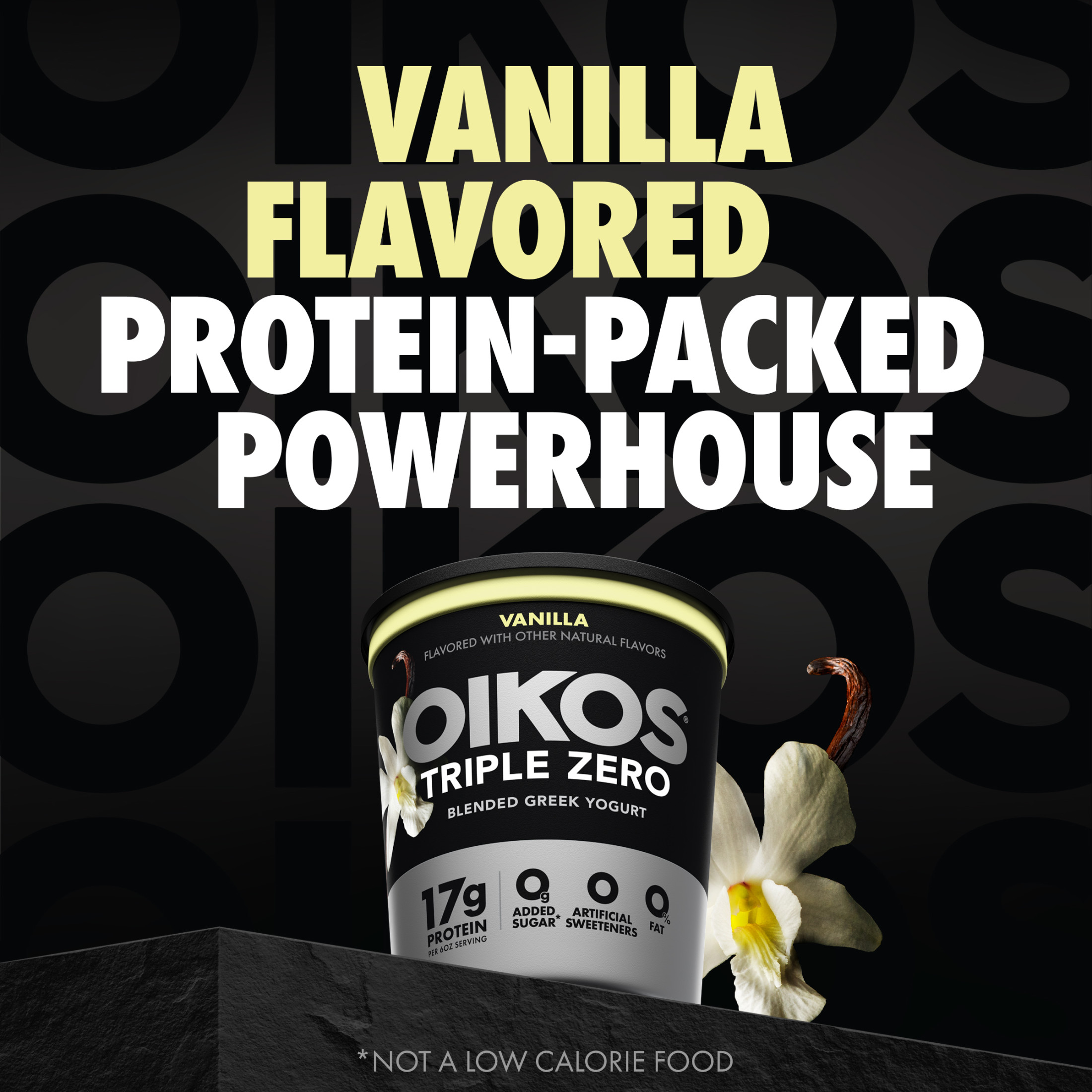 Oikos Triple Zero 17g Protein, 0g Added Sugar, Fat Free Vanilla Greek Yogurt Tub, 32 oz thumbnail 2
