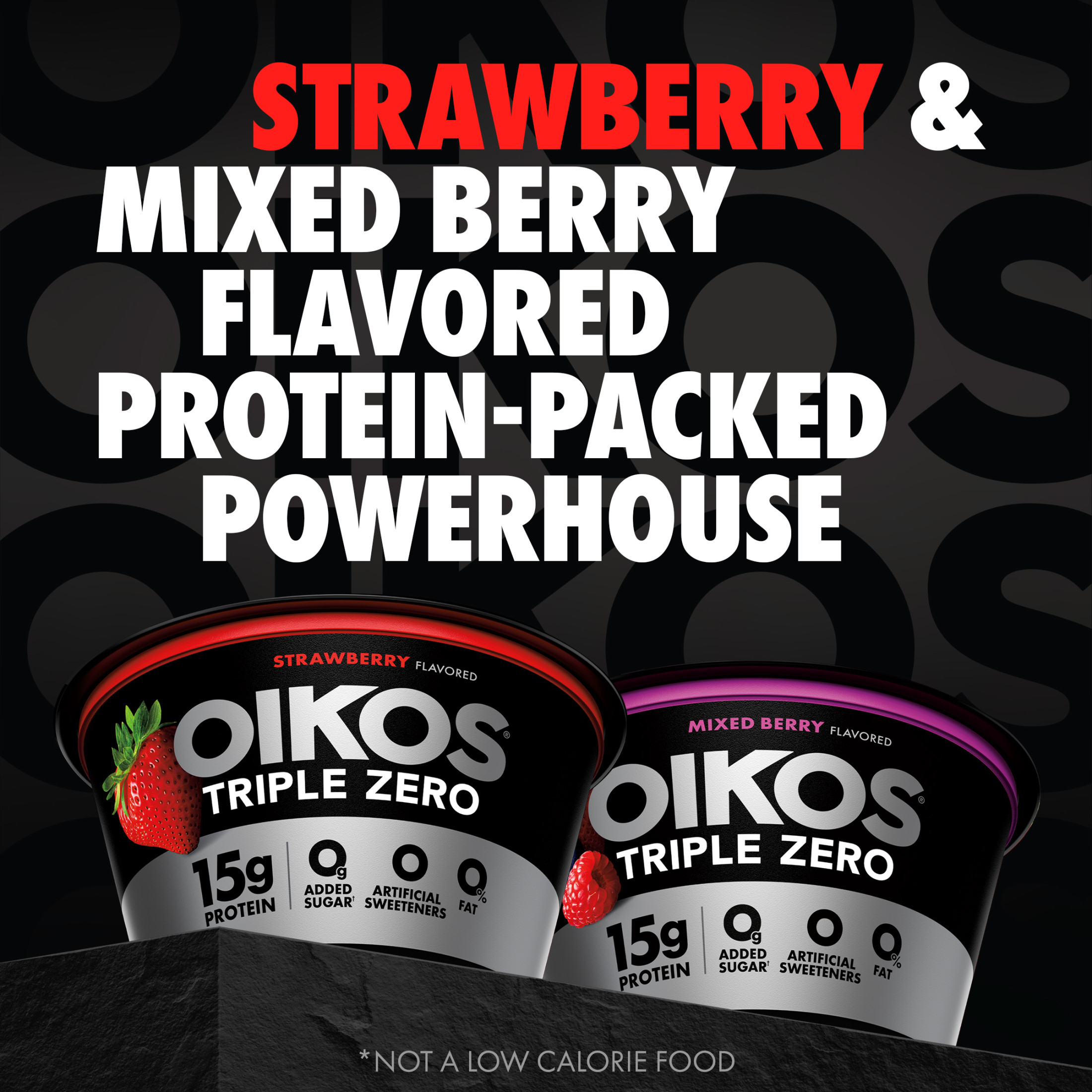 Oikos Triple Zero Strawberry and Mixed Berry 0g Added Sugar Fat Free Greek Yogurt, 5.3 oz, 6 Count thumbnail 2