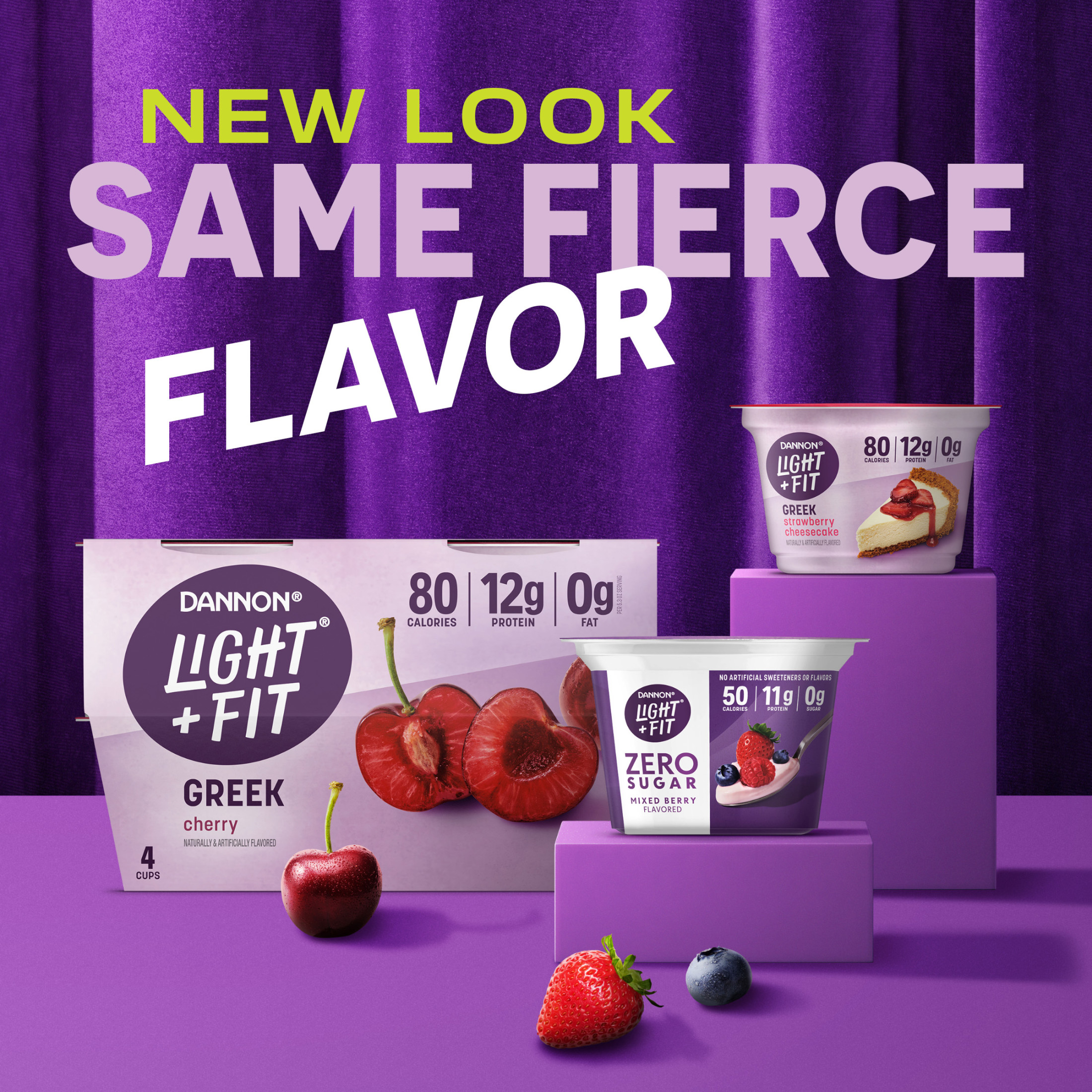 Dannon Light + Fit Strawberry Cheesecake Flavored Greek Fat Free Yogurt Pack, 5.3 oz, 4 Count thumbnail 2