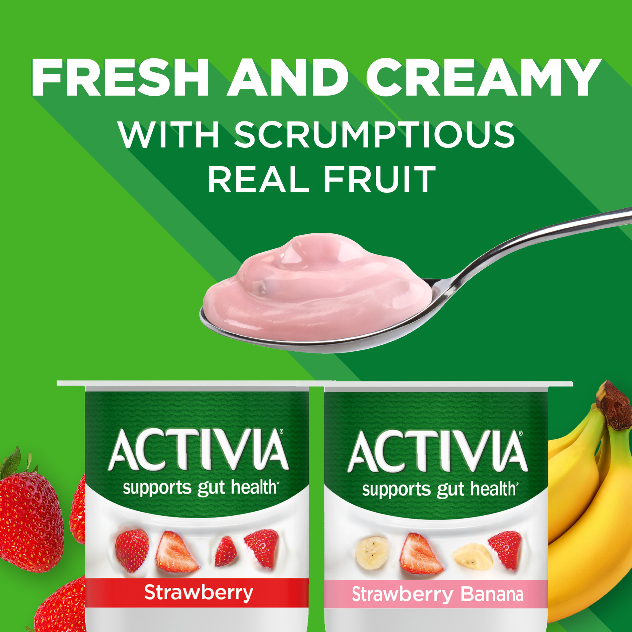 Activia Strawberry and Strawberry Banana Probiotic Yogurt, Lowfat Yogurt Cups, 4 oz, 12 Count thumbnail 3