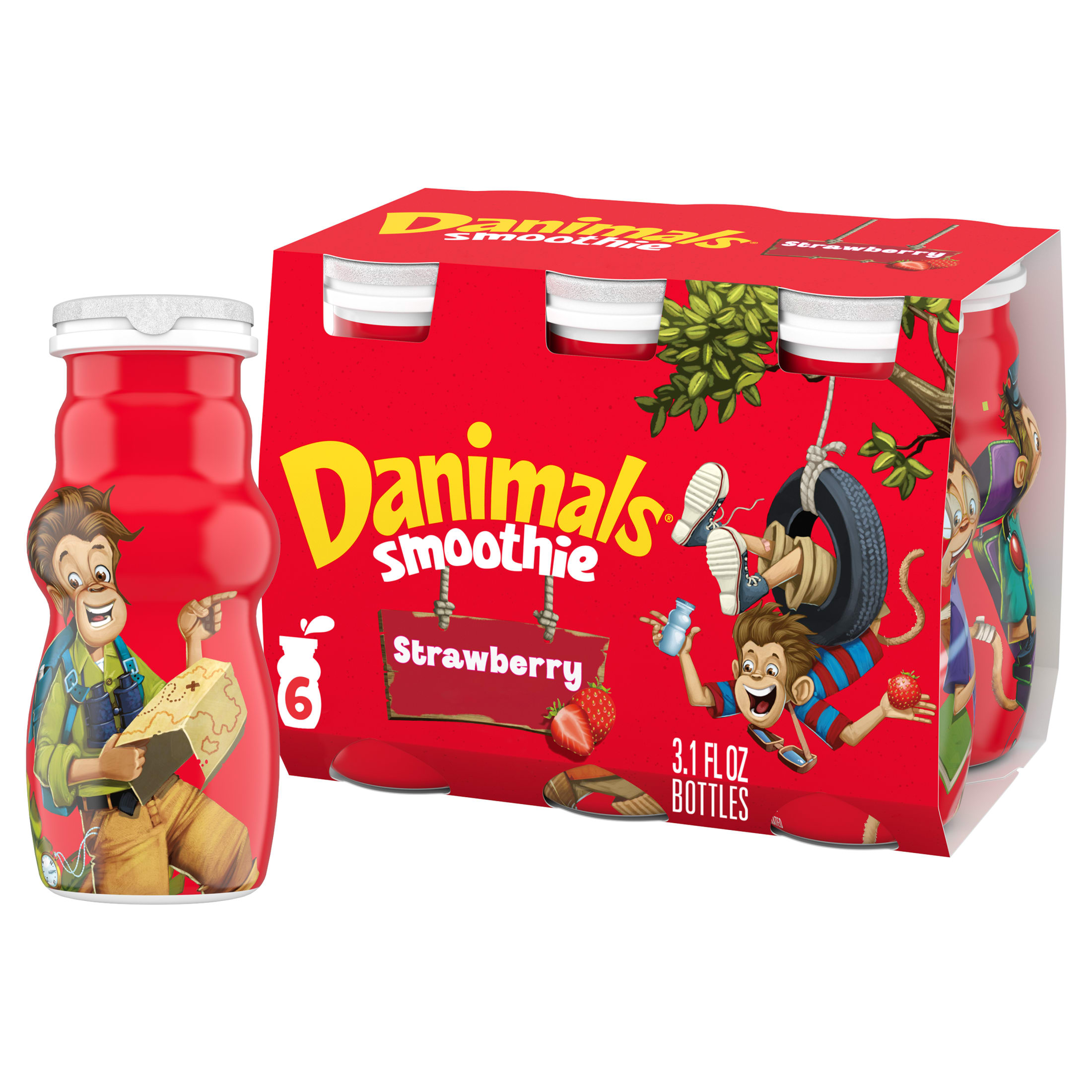 Danimals Smoothie Strawberry Explosion Dairy Drink, 3.1 OZ, 6 Ct