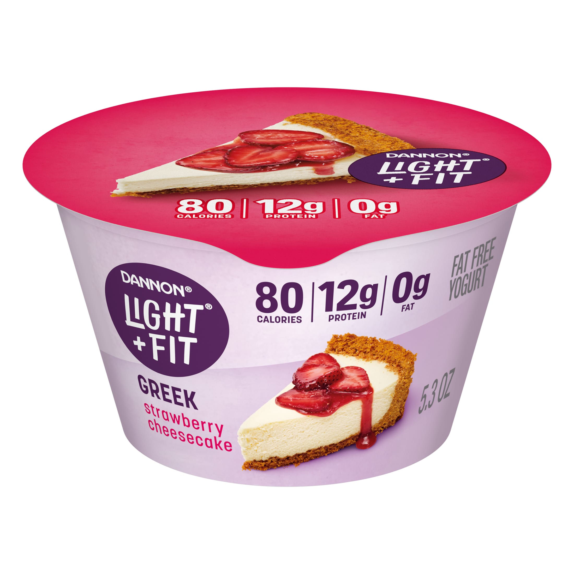 Dannon Light + Fit Strawberry Cheesecake Greek Fat Free Yogurt Cup, 5.3 oz