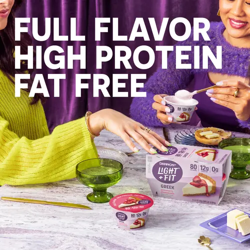 Dannon Light + Fit Strawberry Cheesecake Greek Fat Free Yogurt Cup, 5.3 oz thumbnail 3