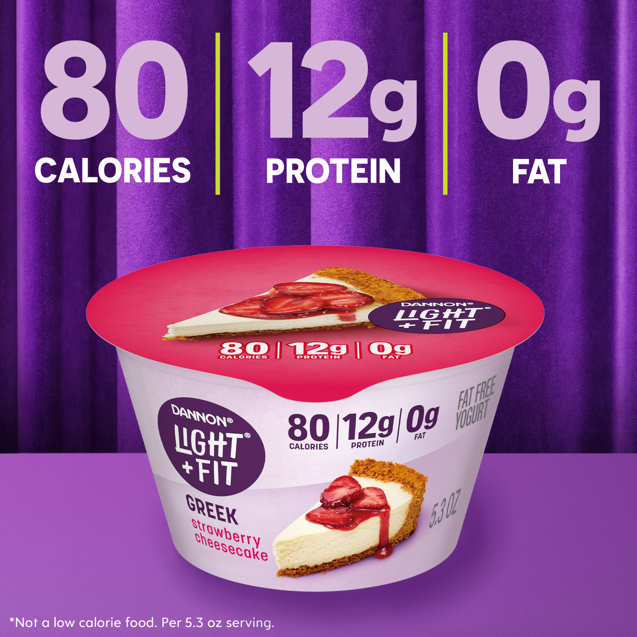 Dannon Light + Fit Strawberry Cheesecake Greek Fat Free Yogurt Cup, 5.3 oz thumbnail 4