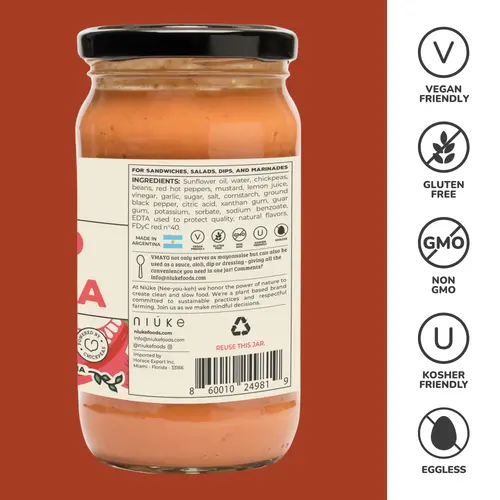 NIUKE Sriracha Vegan Mayo â€“ Smoky & Creamy Plant-Based Dressing â€“ Dairy-Free, Gluten-Free, Non-GMO â€“ Tangy Pickle & Vege thumbnail 2