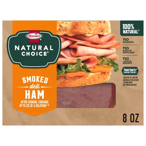 HORMEL NATURAL CHOICE Deli Meat, Smoked Deli Ham, Refrigerated, 8 oz Resealable Plastic Package