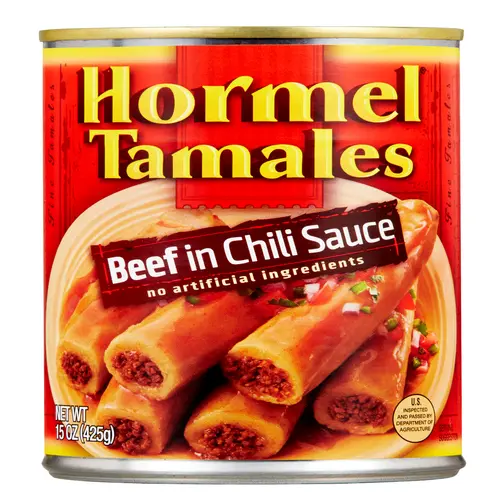 HORMEL Beef Tamales in Chili Sauce, Shelf-Stable, 15 oz Steel Can