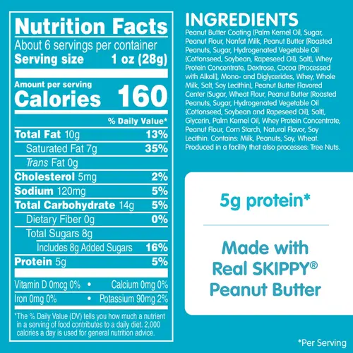 SKIPPY PB Bites Double Peanut Butter Snack, Shelf-Stable, 6 oz Resealable Plastic Pouch thumbnail 3
