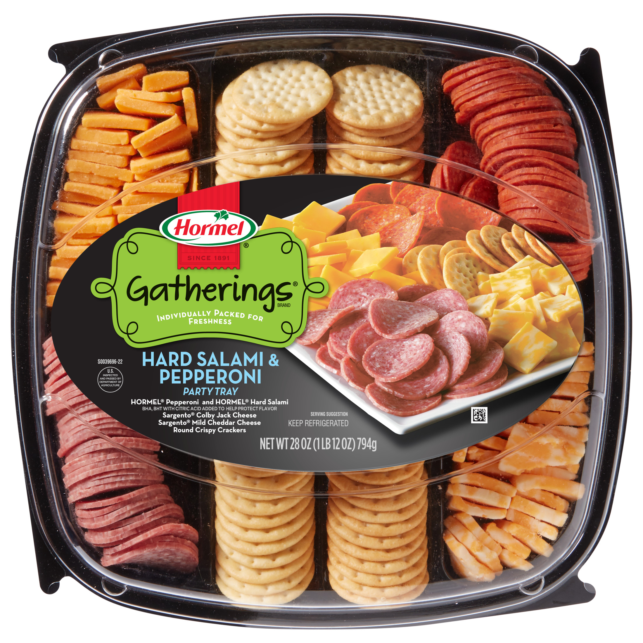 Hormel, Hard Salami and Pepperoni Party Tray, Refrigerated 28 oz Plastic Tray