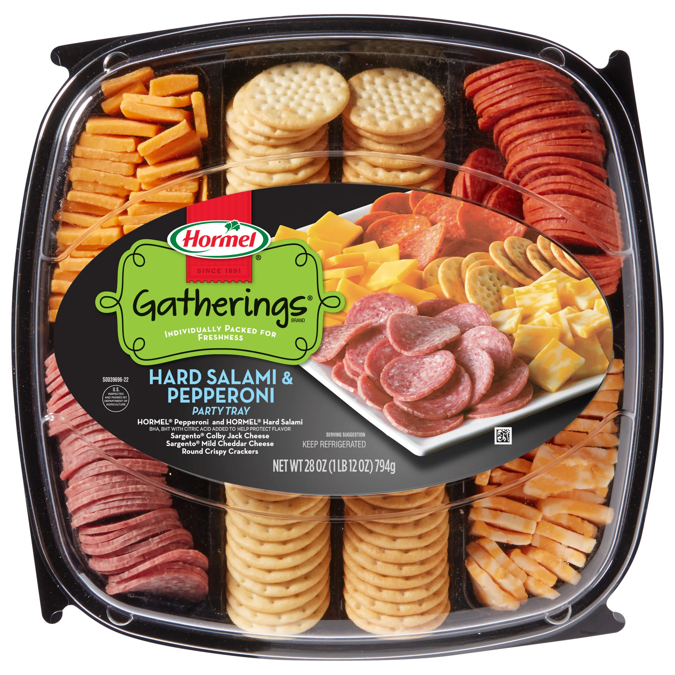 Hormel, Hard Salami and Pepperoni Party Tray, Refrigerated 28 oz Plastic Tray