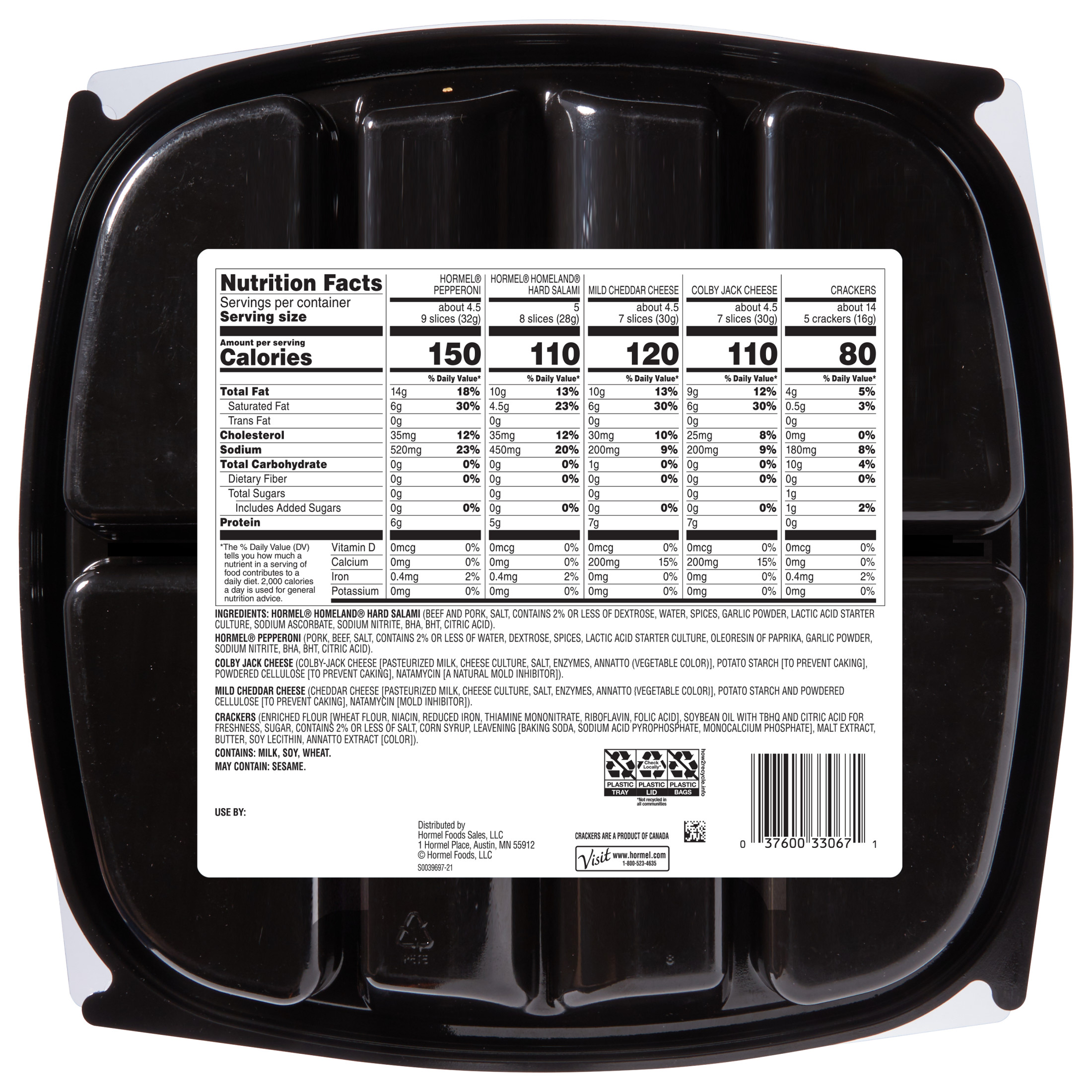 Hormel, Hard Salami and Pepperoni Party Tray, Refrigerated 28 oz Plastic Tray thumbnail 2